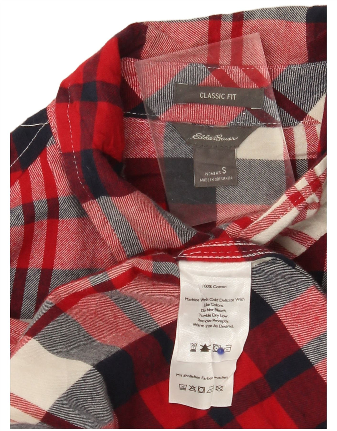 EDDIE BAUER Damen-Flanellhemd mit klassischer Passform, UK 10, klein, rot kariert, Baumwolle
