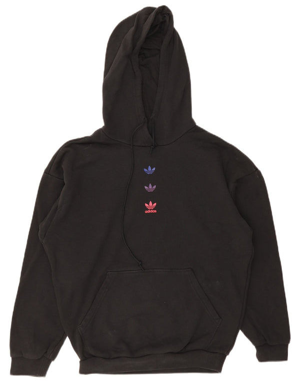 Adidas Womens Graphic Oversized Hoodie Pullover UK 6 XS Schwarz Baumwolle