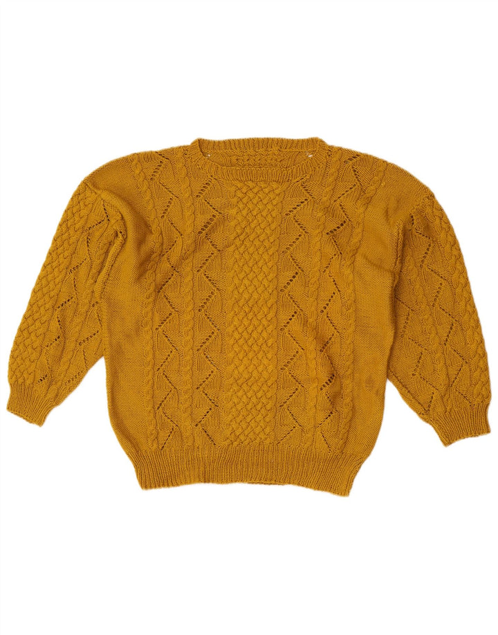 Vintage Damen Pullover mit U-Boot-Ausschnitt, UK 14, Mittelgelb