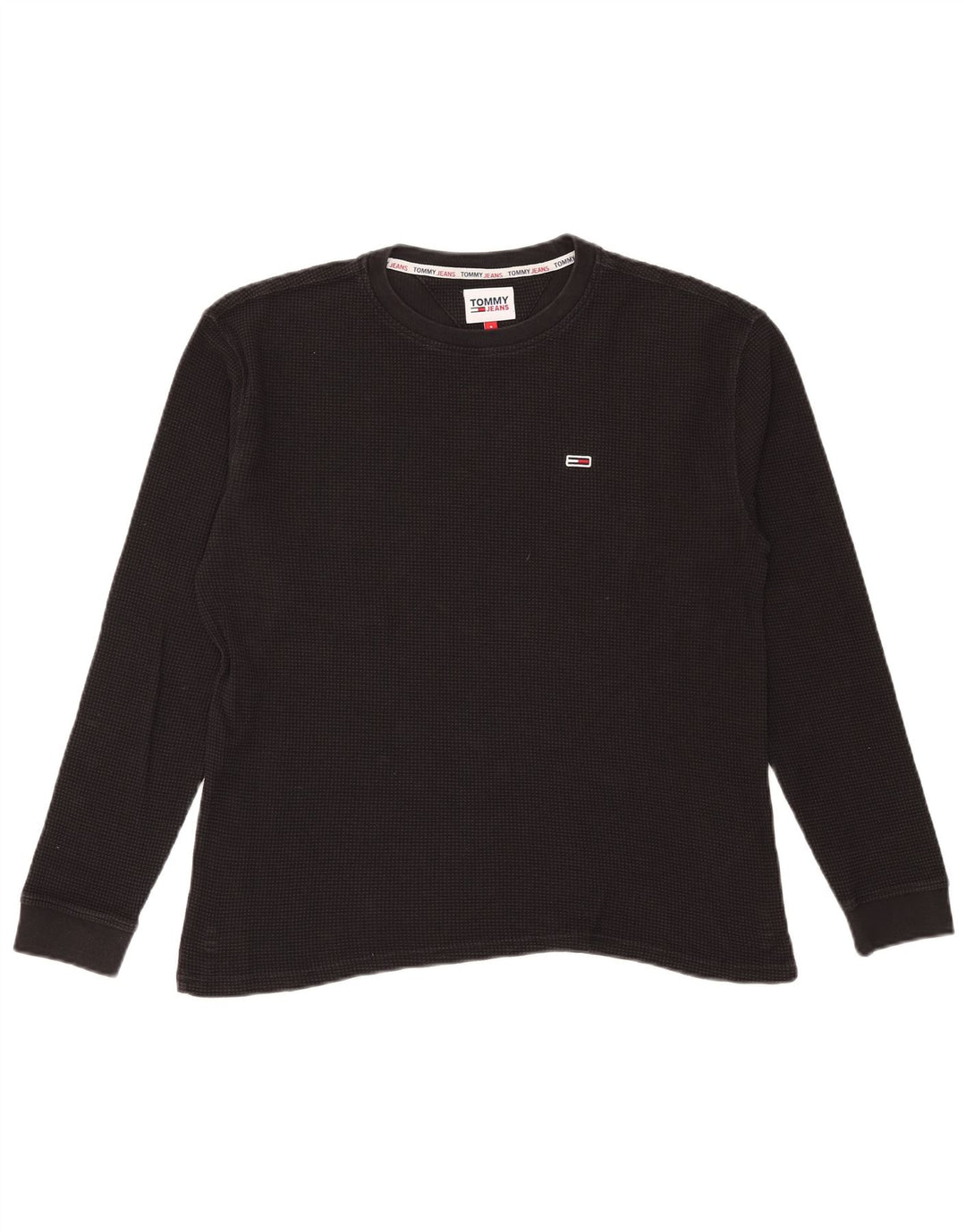 Tommy Hilfiger Herren-Top, langärmelig, klein, schwarze Baumwolle