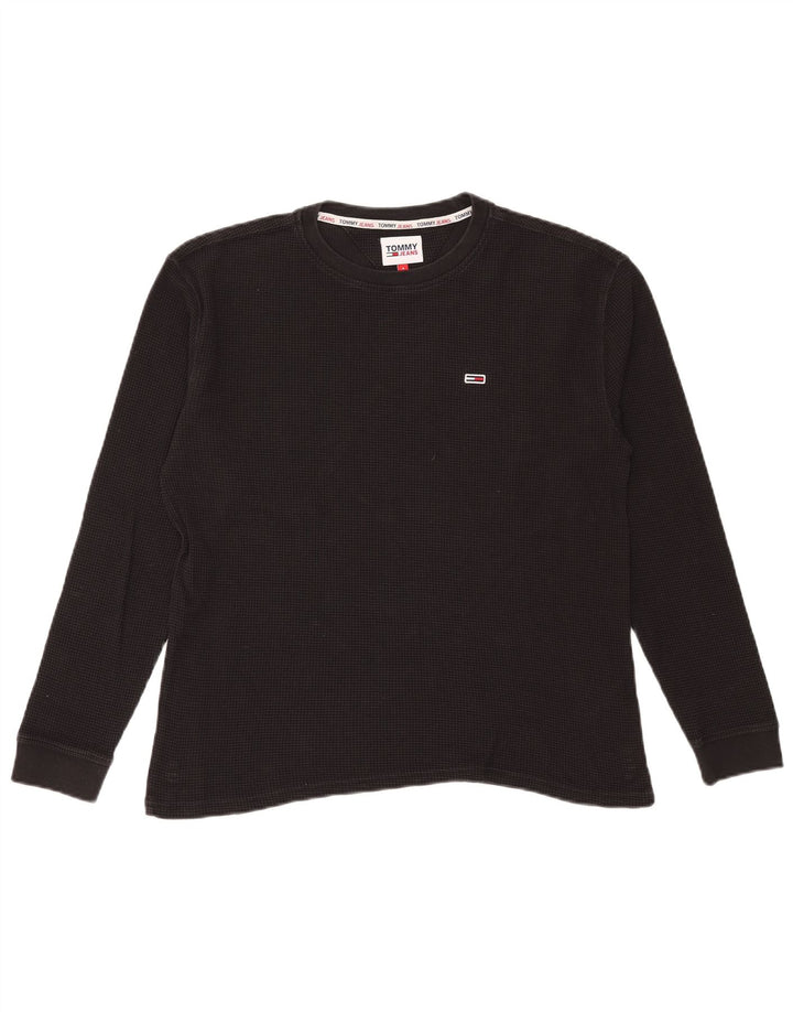 Tommy Hilfiger Herren-Top, langärmelig, klein, schwarze Baumwolle