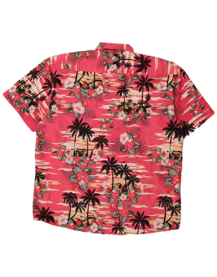 Lowes Herren Hawaii-Kurzarmhemd XL Rosa Blumenmuster Polyester