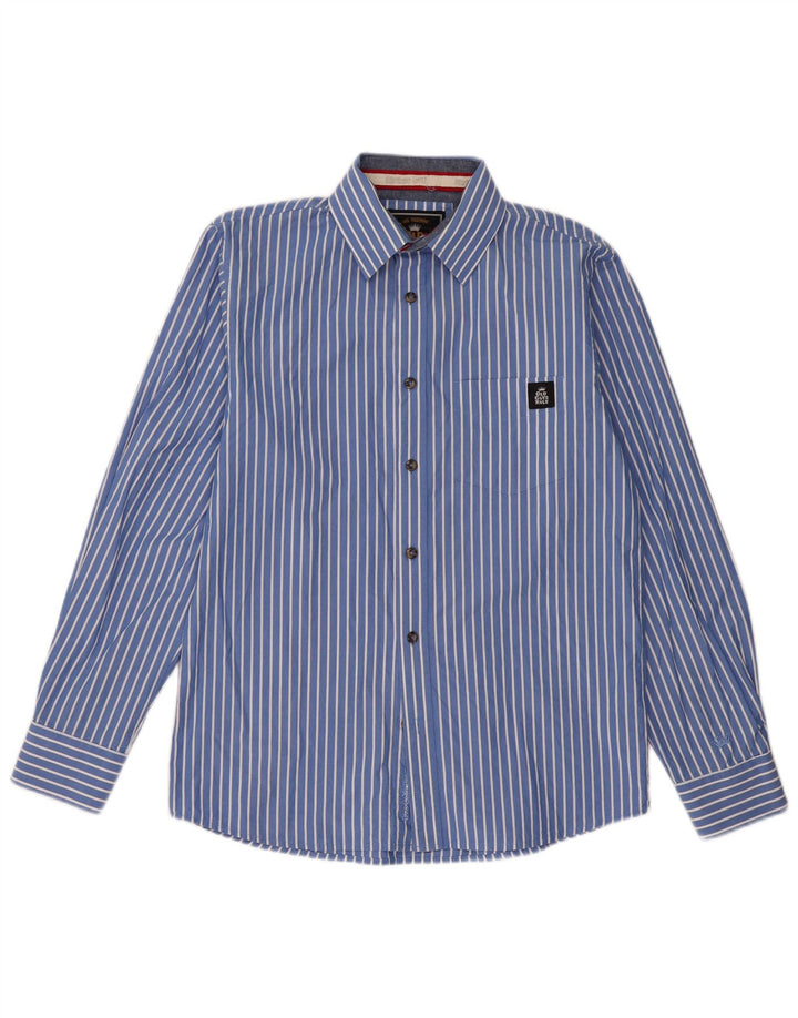 VINTAGE Herrenhemd Mittelblau gestreift