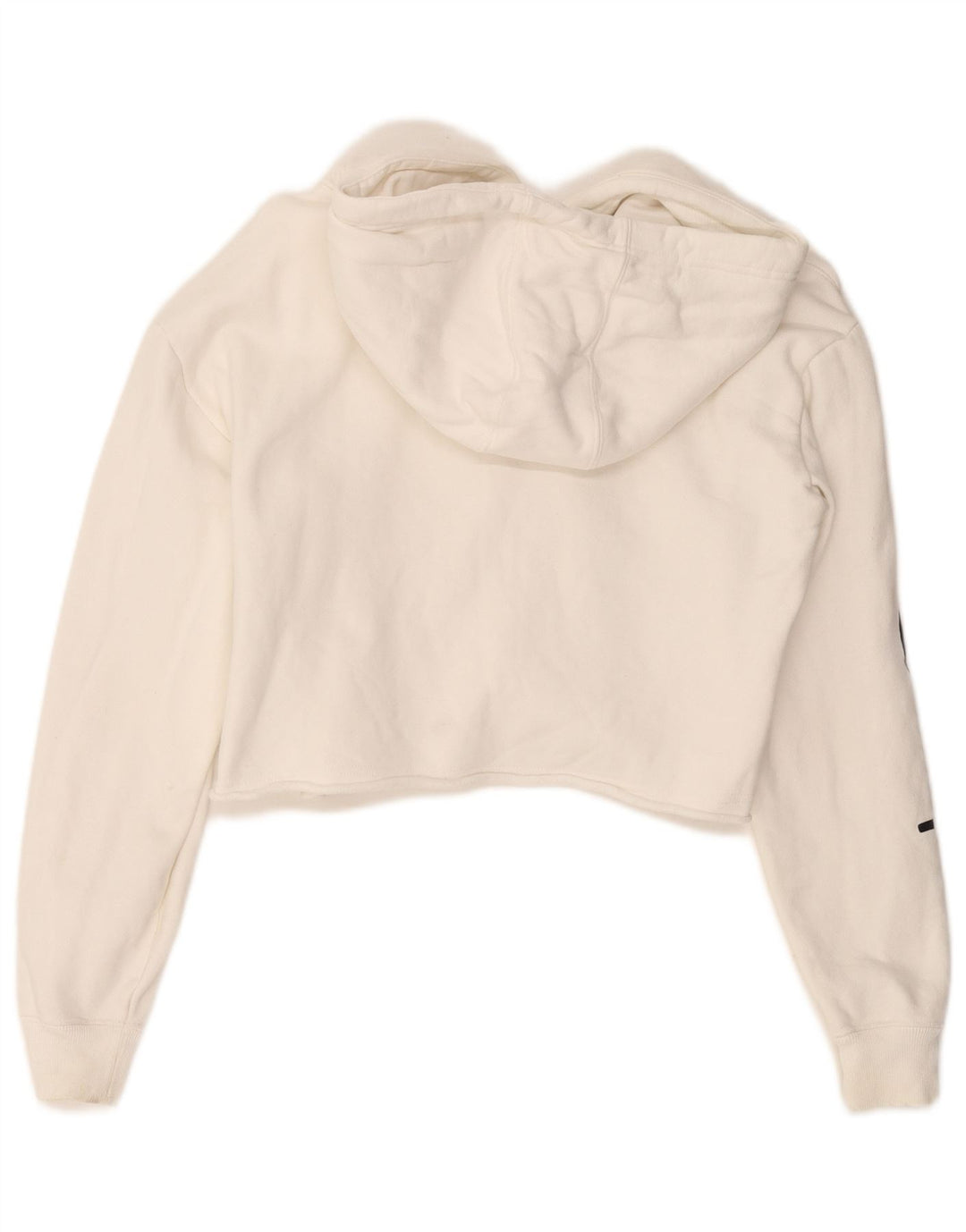 CHAMPION Damen Crop Hoodie Pullover UK 10 Small Off White Baumwolle