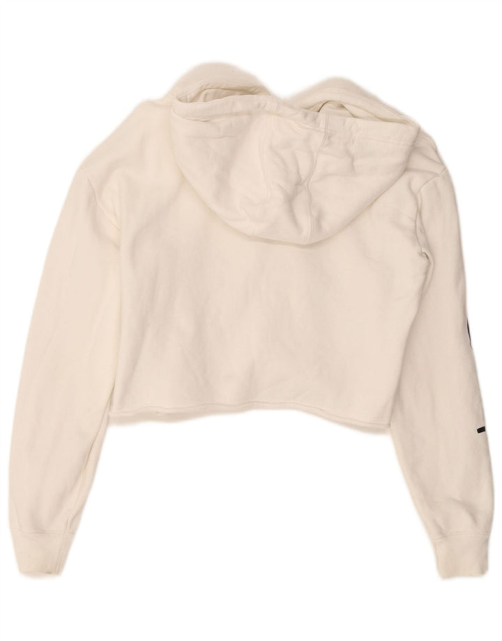 CHAMPION Damen Crop Hoodie Pullover UK 10 Small Off White Baumwolle