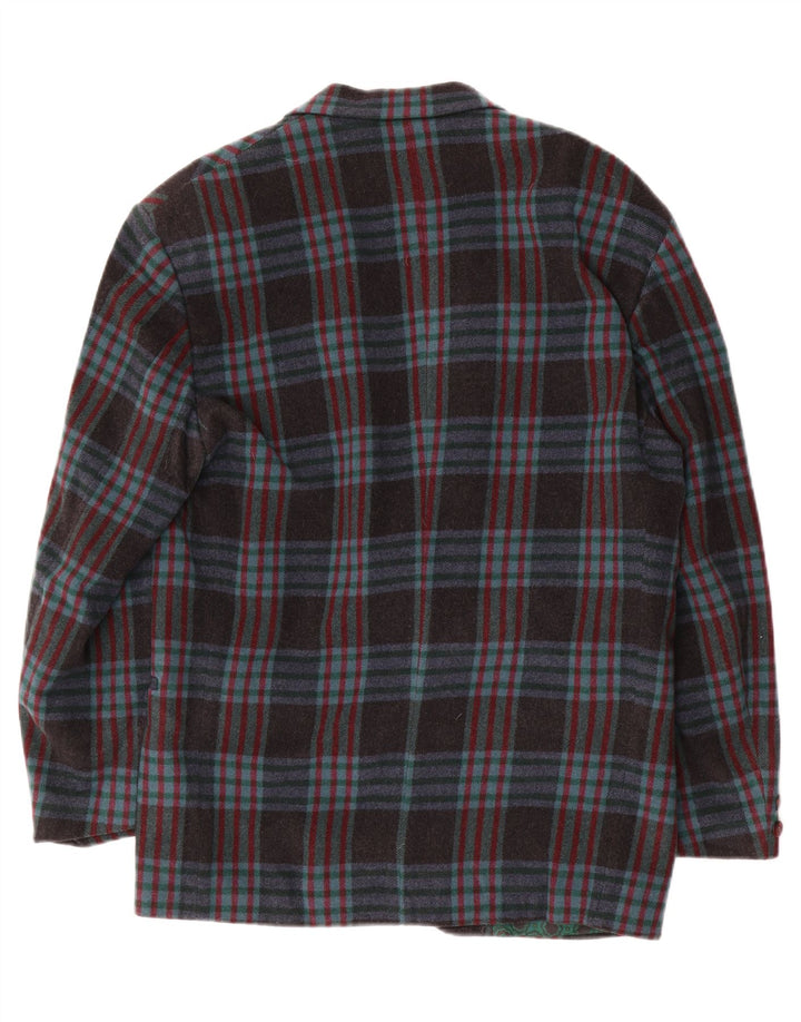 Vintage Herren 2-Knopf-Blazer-Jacke IT 48 Mittelmarineblau karierte Wolle