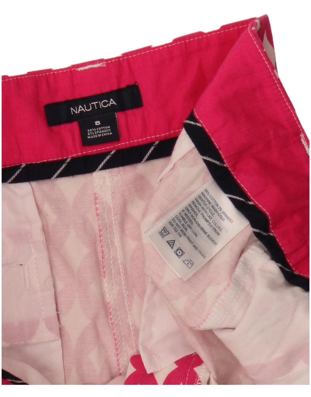 NAUTICA Damen Chino-Shorts US 8 Medium W32 Rosa geometrische Baumwolle
