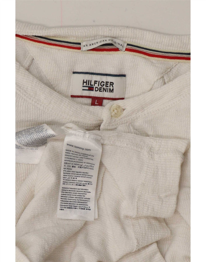 Tommy Hilfiger Herren-Oberteil, langärmlig, normal, groß, aus weißer Baumwolle