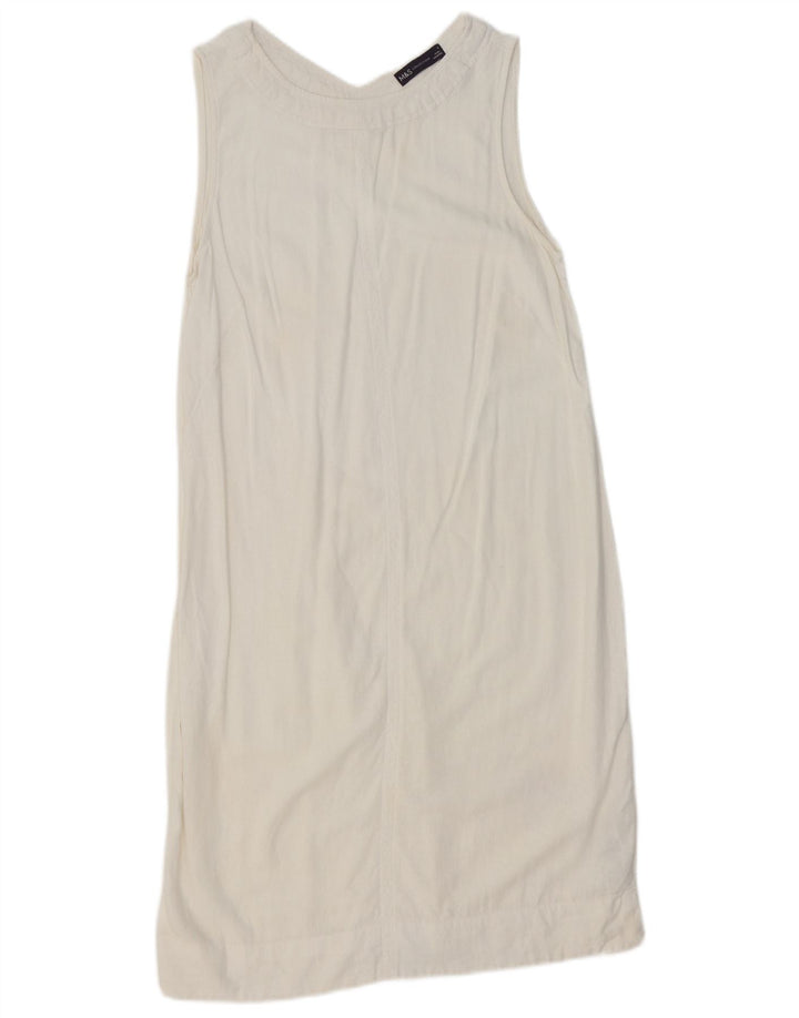 Marks & Spencer Damen Ärmelloses Maxikleid UK 10 Small Weißes Leinen