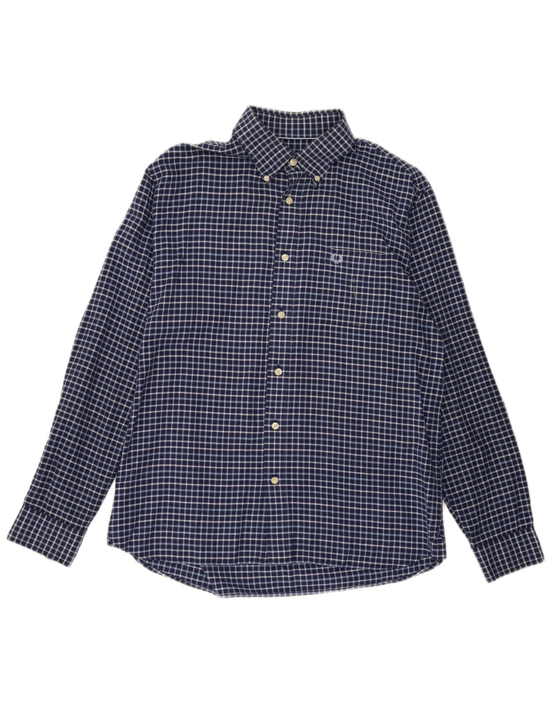 FRED PERRY Herrenhemd, groß, marineblau, kariert, Baumwolle