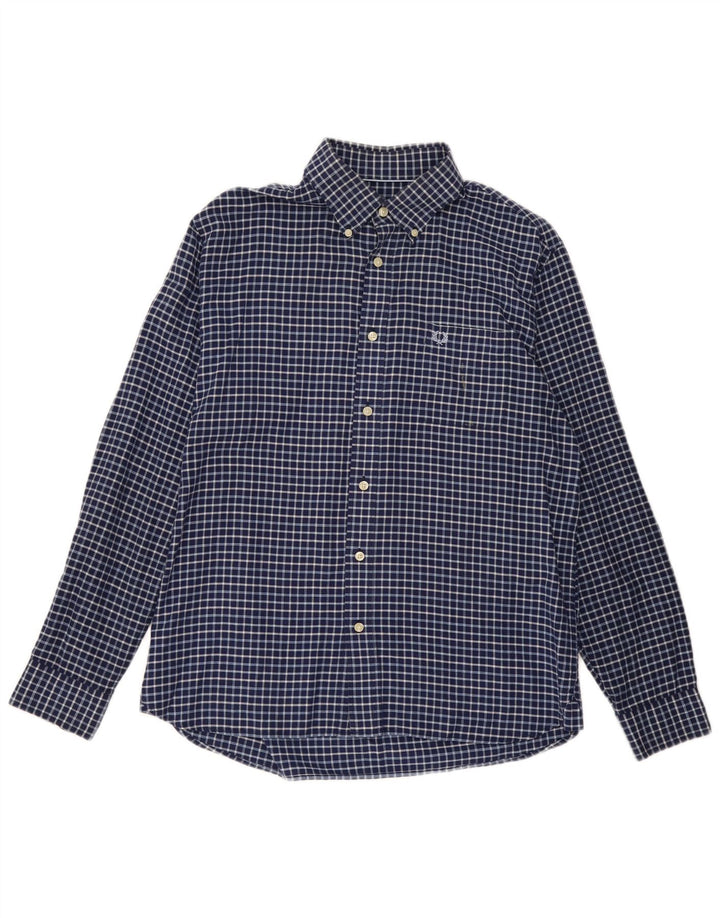 FRED PERRY Herrenhemd, groß, marineblau, kariert, Baumwolle