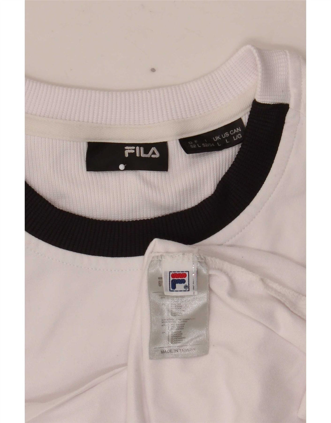 Fila Herren T-Shirt Top Large Weiß Colourblock Polyester