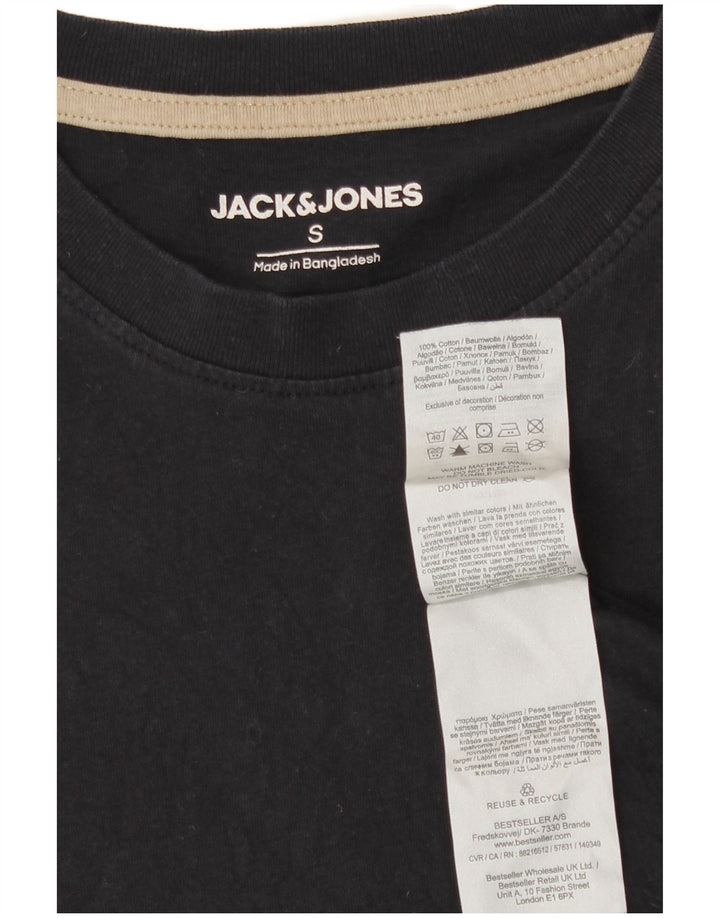 Jack & Jones Herren-T-Shirt mit Grafik, Größe S, schwarze Baumwolle