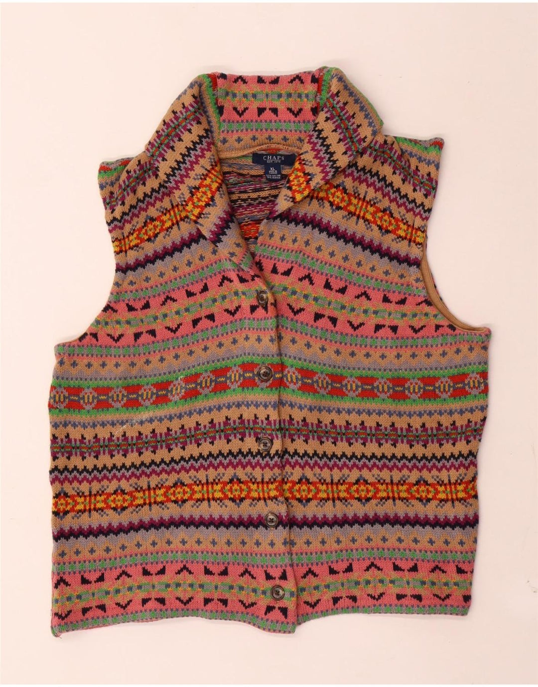 Chaps Damen-Cardigan, ärmellos, Gr. 18, XL, mehrfarbig, Fair Isle