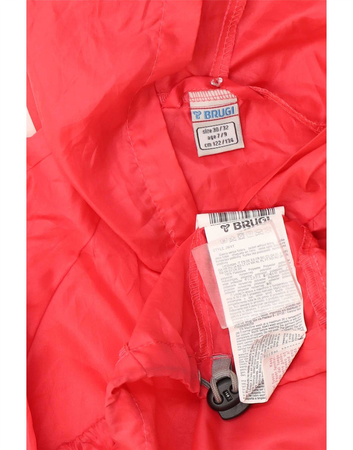 Brugi Mädchen-Regenjacke mit Kapuze, 7–8 Jahre, rosa, Polyester