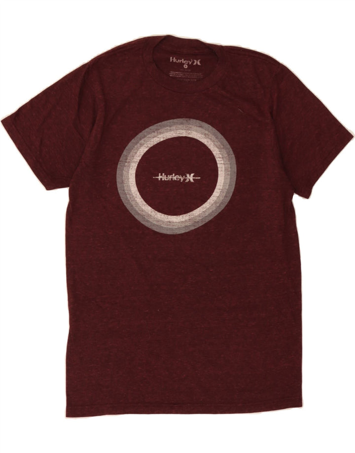 HURLEY Mens Graphic T-Shirt Top Small Maroon Flecked Polyester Vintage Hurley and Second-Hand Hurley from Messina Hembry 