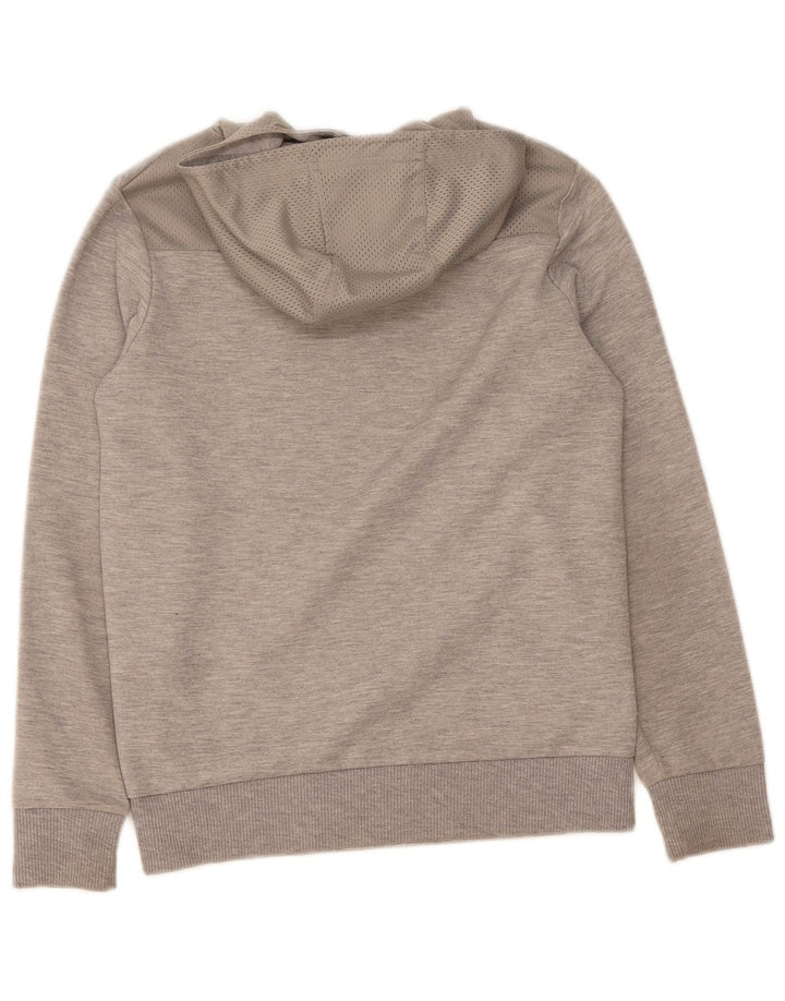 ADIDAS Boys Graphic Hoodie Jumper 13-14 Years Grey Polyester