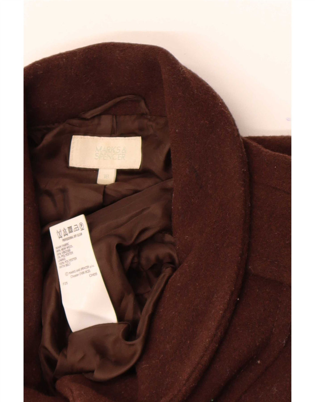 Marks & Spencer Damenmantel UK 18 XL Braune Schurwolle