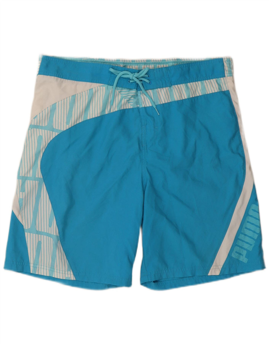 Puma Herren-Badeshorts mit Grafik, mittelblaues Farbblock-Polyester