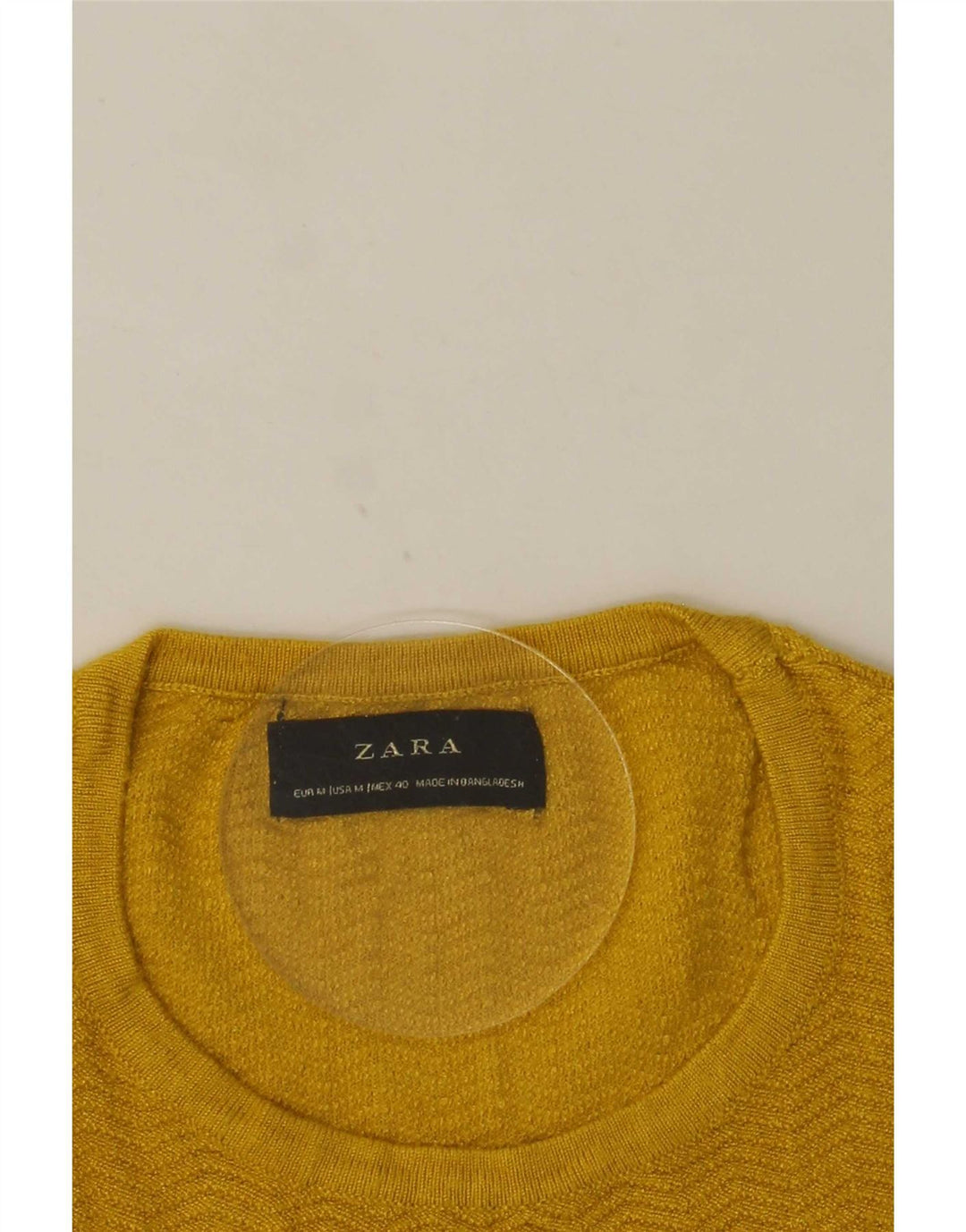 Zara Herren-Pullover mit Rundhalsausschnitt, Mittelgelb