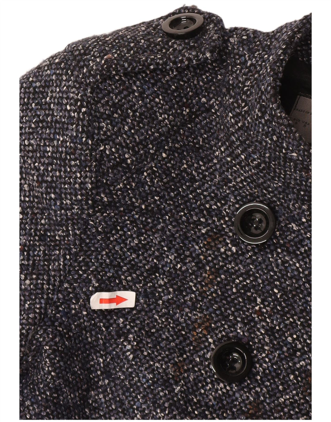 Zweireihiger Damenmantel von Zara, Gr. 10, Größe S, Marineblau meliert, Acetat