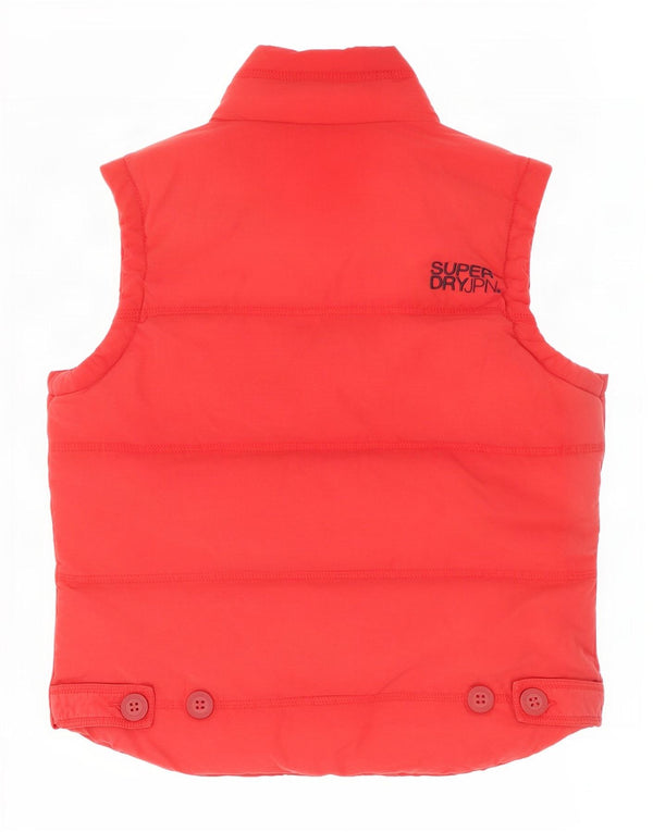 Superdry Wattiertes Damen-Gilet UK 16 Large aus roter Baumwolle
