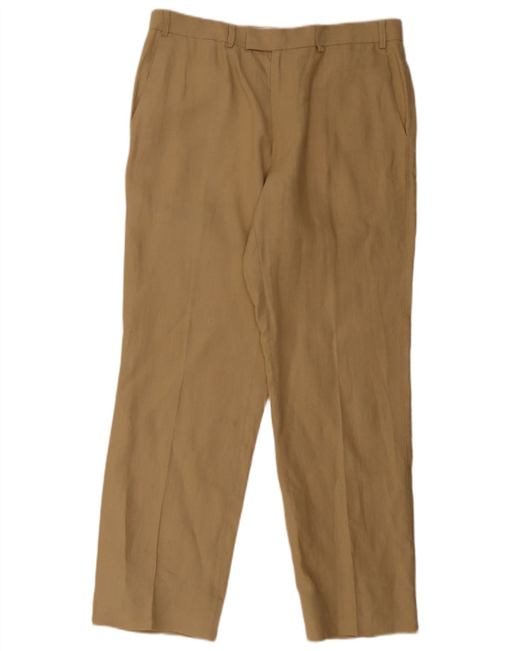 Gerade Herren-Anzughose von Marks & Spencer, W36, L33, braunes Leinen