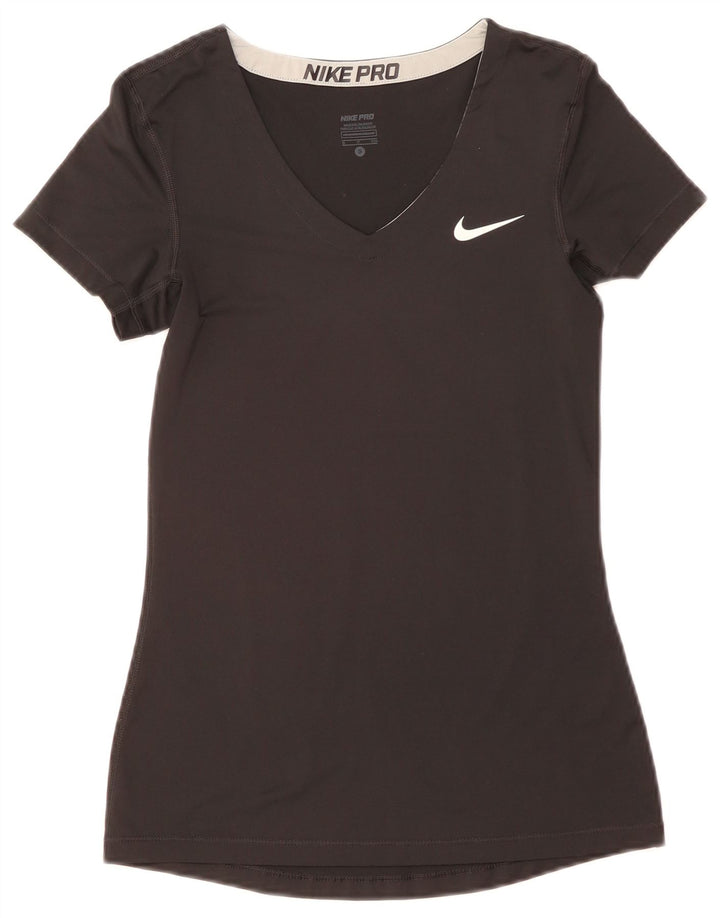 Nike Damen Dri Fit T-Shirt Top UK 8 Small Schwarz