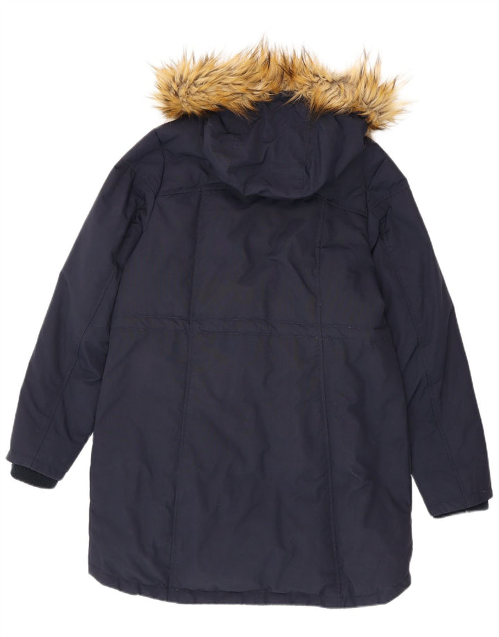 Fat Face Damen-Parka mit Kapuze, UK 14, mittelmarineblaues Nylon