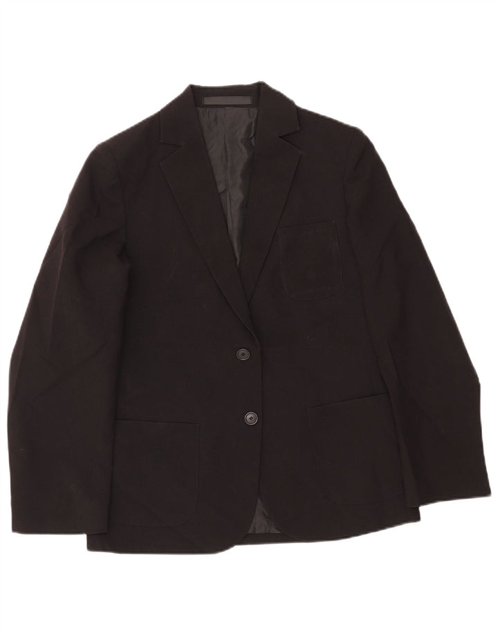 MARKS & SPENCER Mädchen-Blazerjacke mit 2 Knöpfen, 12–13 Jahre, schwarzes Polyester