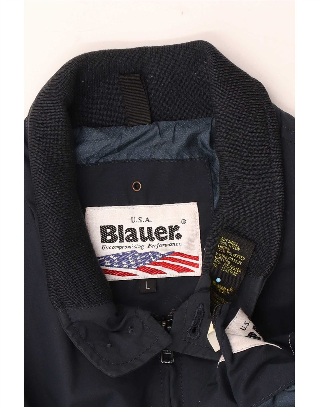 Blauer Herren Bomberjacke UK 40 Large Marineblaues Nylon