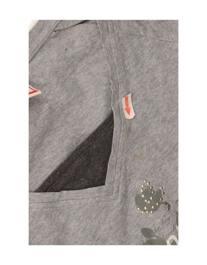 Champion Damen Heritage Fit Graphic Top Langarm UK 12 Mittelgrau