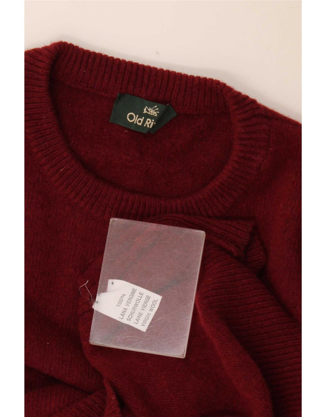 Old River Herren-Pullover mit Rundhalsausschnitt, mittlerer burgunderroter Schurwolle