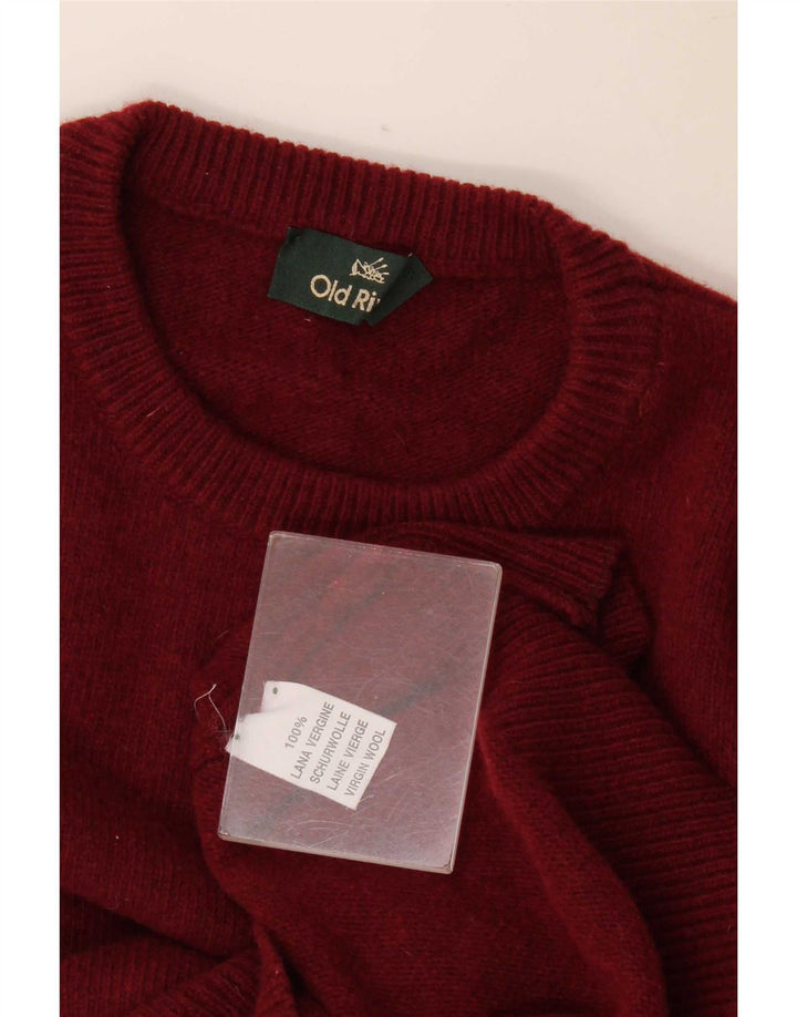 Old River Herren-Pullover mit Rundhalsausschnitt, mittlerer burgunderroter Schurwolle