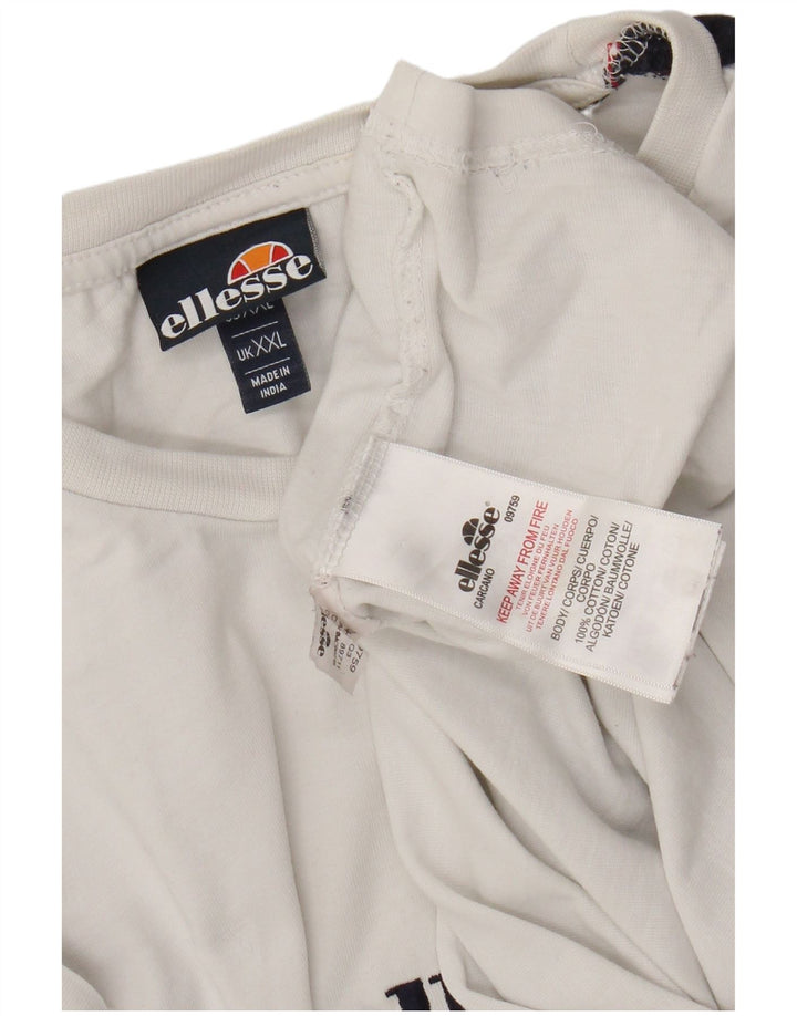 Ellesse Herren T-Shirt Top 2XL Weiße Colourblock-Baumwolle