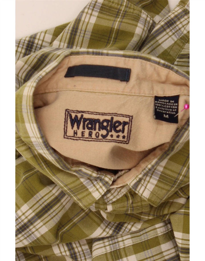 Wrangler Herren-Kurzarmhemd aus mittelgrün karierter Baumwolle
