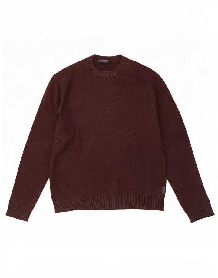 Calvin Klein Herren-Pullover mit Rundhalsausschnitt, mittelbraune Wolle
