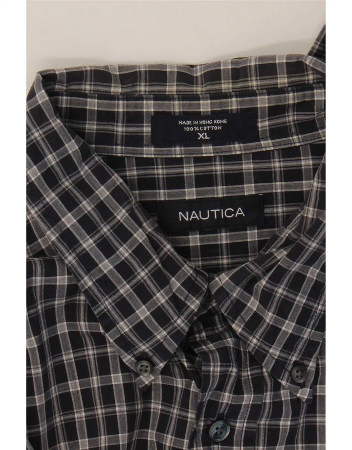 Nautica Herrenhemd XL, marineblau, kariert, Baumwolle