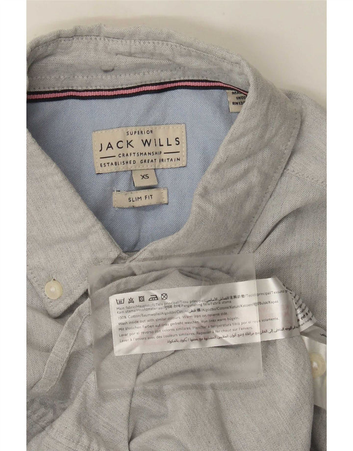 Jack Wills Herren Slim Fit Hemd XS Grau Baumwolle