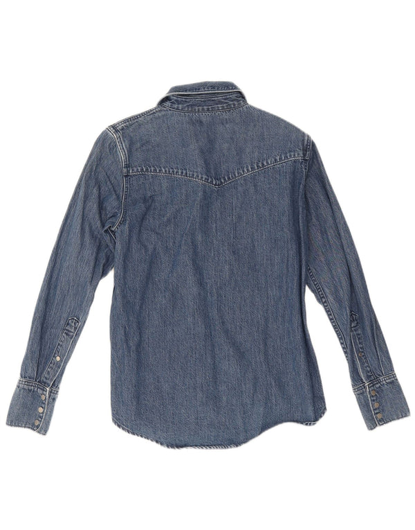 Calvin Klein Jeans Damen Jeanshemd UK 6 XS Marineblau Colourblock Baumwolle