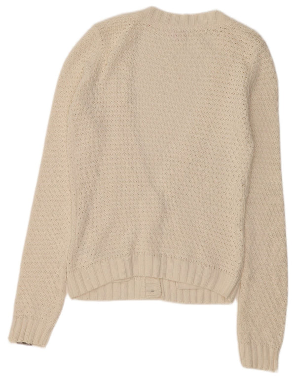 O'NEILL Damen-Cardigan-Pullover UK 14 Mittelweiße Baumwolle