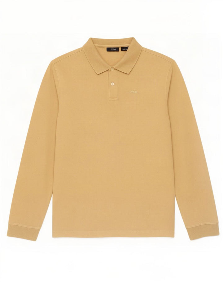 Fila Herren Langarm-Poloshirt Mittelbeige