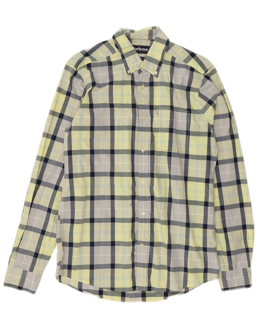 Barbour Herren-Hemd mit entspannter Passform, mittelgelbe Karo-Baumwolle
