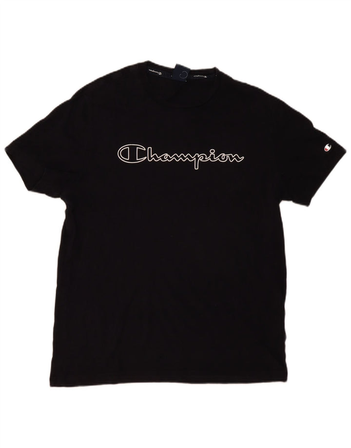 Champion Herren-T-Shirt mit Grafik, groß, aus schwarzer Baumwolle