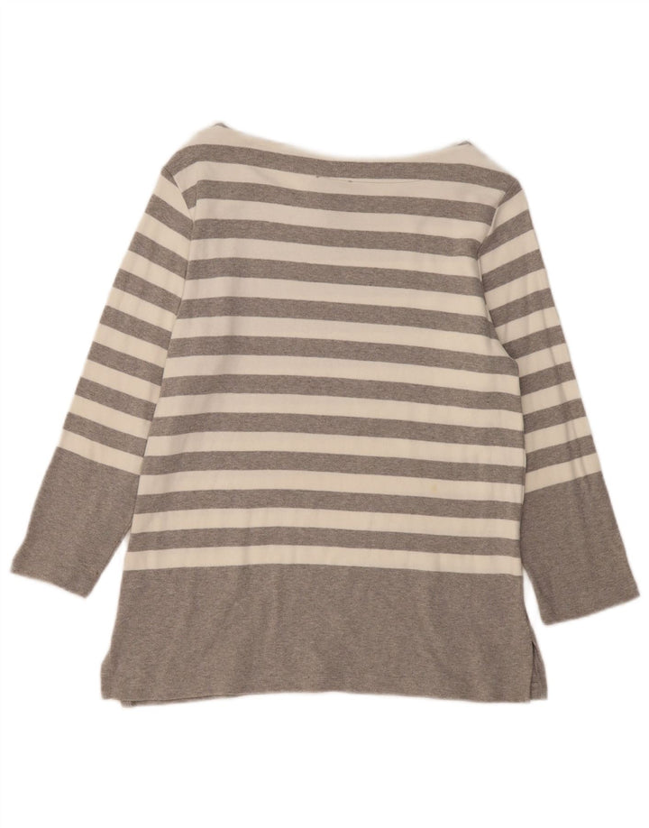 HOBBS Damen-Top, 3/4-Ärmel, UK-Größe 44, Größe L, grau gestreift, Baumwolle