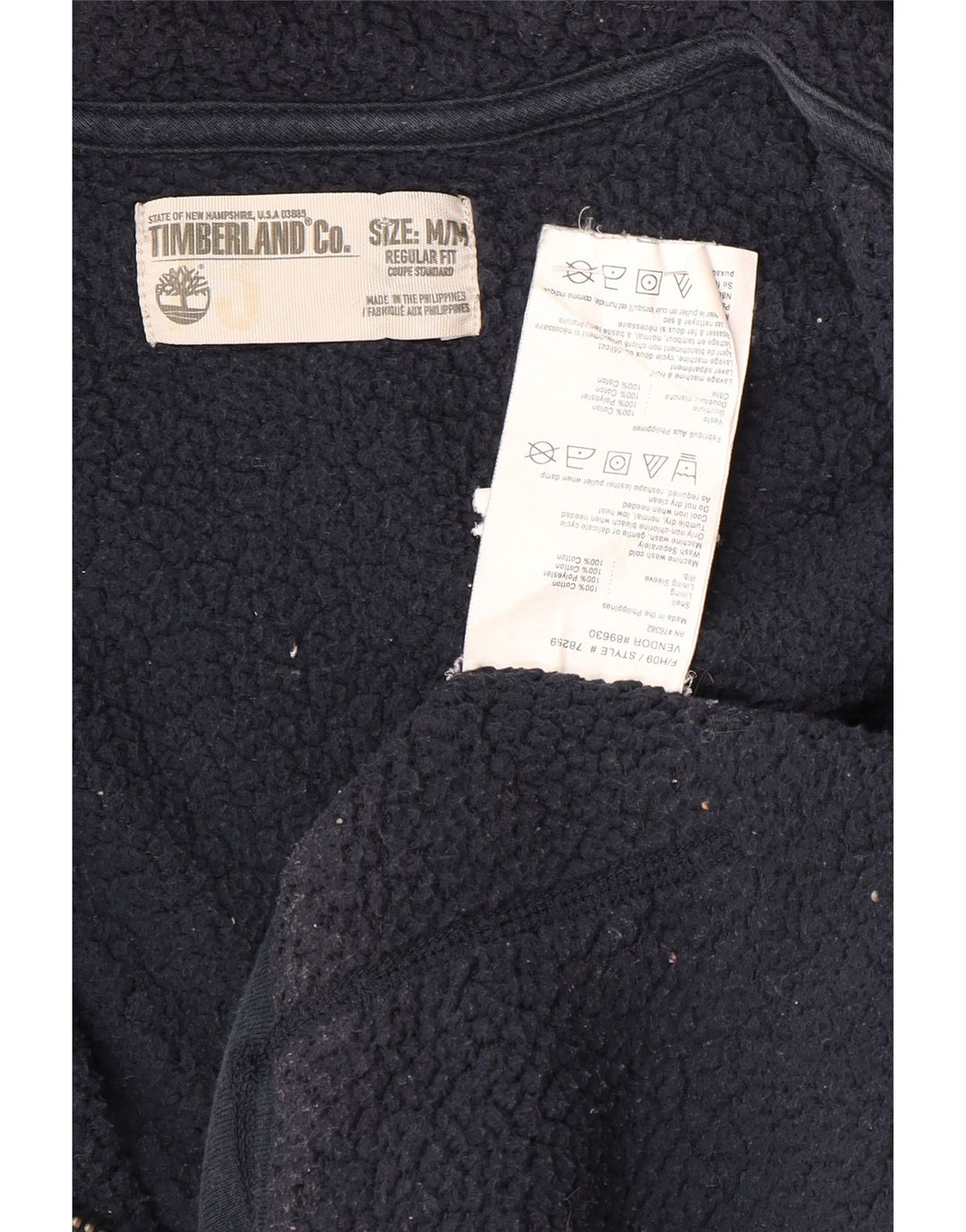 Timberland Herren-Kapuzenpullover mit normaler Passform und Reißverschluss, mittelmarineblaue Baumwolle