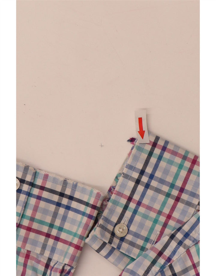 CREW CLOTHING Herrenhemd, groß, blau kariert, Baumwolle