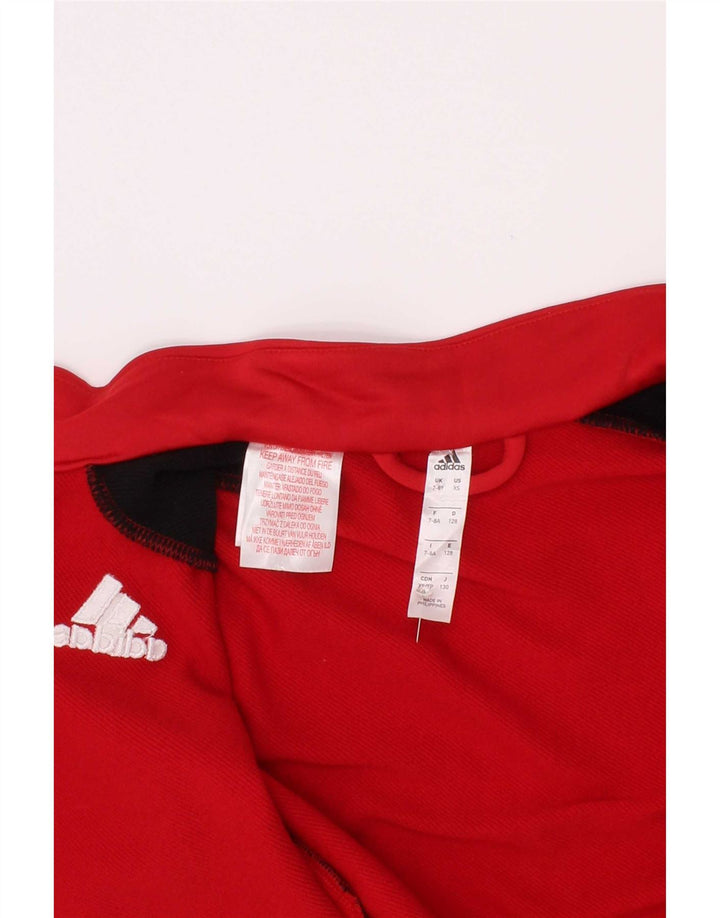 Adidas Jungen-Trainingsanzug-Top-Jacke, 7–8 Jahre, rotes Farbblock-Polyester