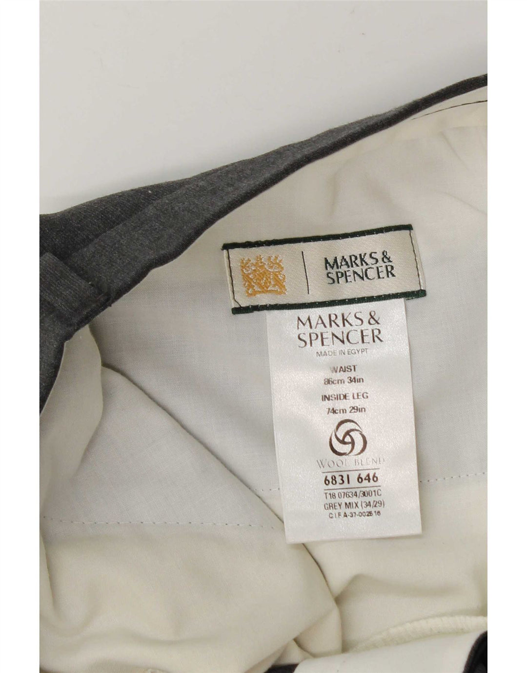 Marks & Spencer Herrenanzughose W34 L29 Graues Polyester