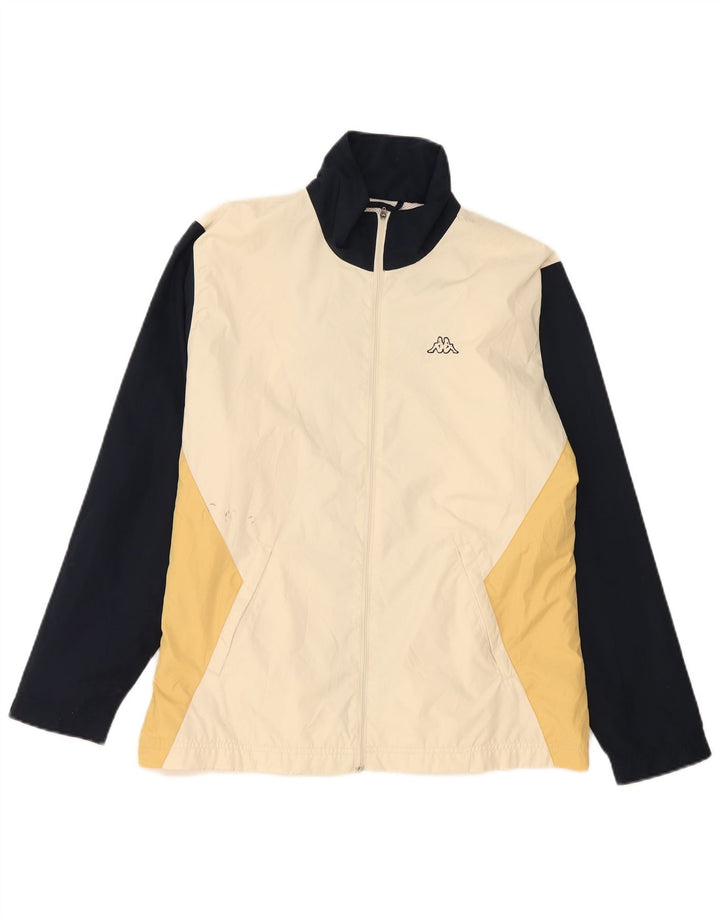 Kappa Damen-Trainingsanzug-Top-Jacke UK 18 XL Beige Colourblock-Polyester